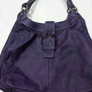 Coach Lynn Buckle Hobo Deep Purple Leather Shoulder Bag